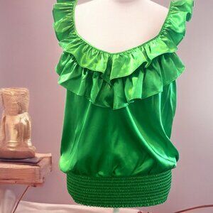 St patty days satin like feel ruffles smocked waist M/L